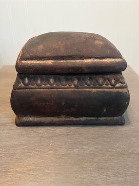 Small Decorative Clay Box - Dark Brown